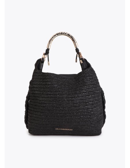 SHOPPER-EFECTO-RAFIA-DOS-ASAS-METÁLICA-DORADA-LOGOTIPADA-ASA-PIEL-SINTÉTICA-CIERRE-IMÁN-TRENZADO-LATERALES-LOLA-CASADEMUNT