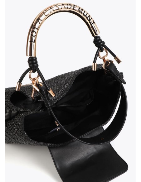 SHOPPER-EFECTO-RAFIA-DOS-ASAS-METÁLICA-DORADA-LOGOTIPADA-ASA-PIEL-SINTÉTICA-CIERRE-IMÁN-TRENZADO-LATERALES-LOLA-CASADEMUNT