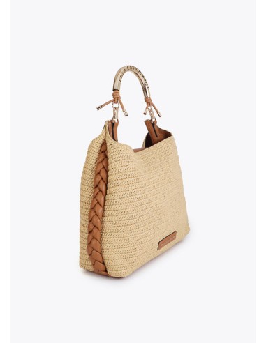 SHOPPER-EFECTO-RAFIA-DOS-ASAS-METÁLICA-DORADA-LOGOTIPADA-ASA-PIEL-SINTÉTICA-CIERRE-IMÁN-TRENZADO-LATERALES-LOLA-CASADEMUNT