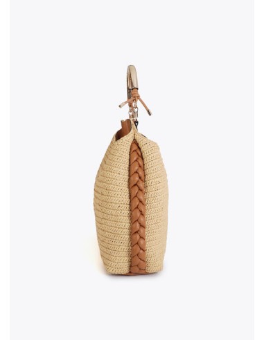 SHOPPER-EFECTO-RAFIA-DOS-ASAS-METÁLICA-DORADA-LOGOTIPADA-ASA-PIEL-SINTÉTICA-CIERRE-IMÁN-TRENZADO-LATERALES-LOLA-CASADEMUNT