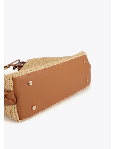 SHOPPER-EFECTO-RAFIA-DOS-ASAS-METÁLICA-DORADA-LOGOTIPADA-ASA-PIEL-SINTÉTICA-CIERRE-IMÁN-TRENZADO-LATERALES-LOLA-CASADEMUNT