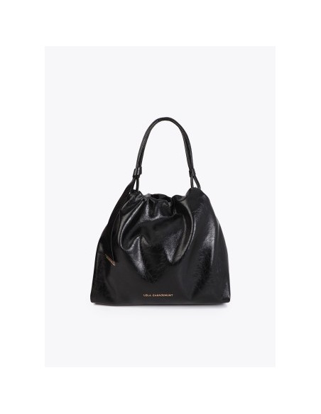 SHOPPER-ACABADO-BRILLANTE.LAZO-ASA-HOMBRO-CIERRE-IMÁN-LOGO-DORADO-FRONTAL-LOLA-CASADEMUNT