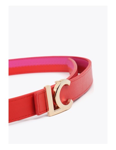 CINTURÓN-BICOLOR-REVERSOBLE-COMBINADO-LISO-HEBILLA-DORADA-LOGO-LOLA-CASADEMUNT