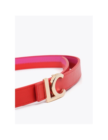 CINTURÓN-BICOLOR-REVERSOBLE-COMBINADO-LISO-HEBILLA-DORADA-LOGO-LOLA-CASADEMUNT
