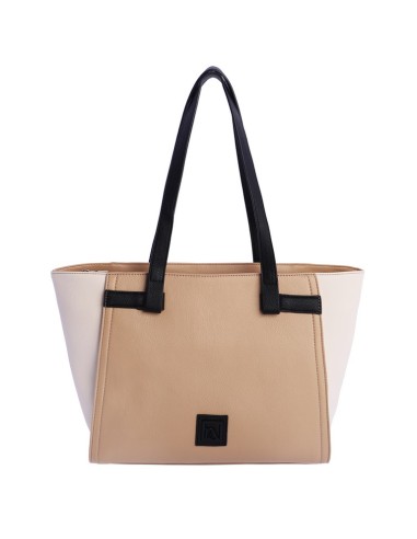 BOLSO-SHOPPER-BEIGE-BLANCO-ROTO.NEGRO-ASAS-HOMBRO-COMPARTIMENTO-TRASERO-CIERRE-CREMALLERA-DON-ALGODÓN