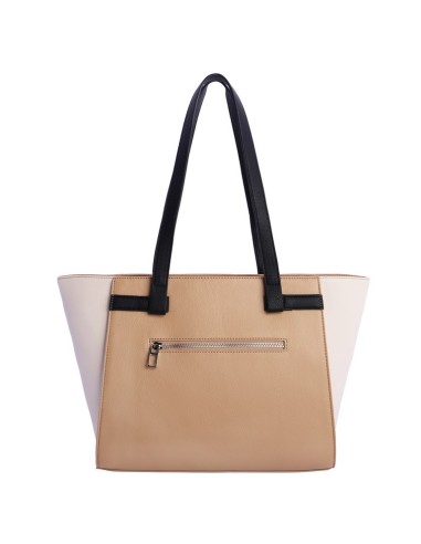 BOLSO-SHOPPER-BEIGE-BLANCO-ROTO.NEGRO-ASAS-HOMBRO-COMPARTIMENTO-TRASERO-CIERRE-CREMALLERA-DON-ALGODÓN