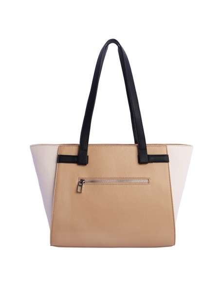 BOLSO-SHOPPER-BEIGE-BLANCO-ROTO.NEGRO-ASAS-HOMBRO-COMPARTIMENTO-TRASERO-CIERRE-CREMALLERA-DON-ALGODÓN