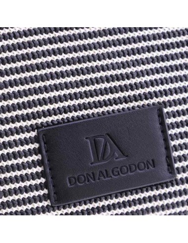 SHOPPER-BICOLOR.RAYAS-HORIZONTALES-NEGRAS-BLANCAS-ASAS-HOMBRO-LOGO-PARCHE-NEGRO-DON-ALGODÓN