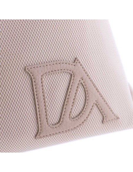 BOLSO-BEIGE-HOMBRO-ASA-CIERRE-COMPARTIMENTO-TRASERO-LOGO-AL-TONO-MALLA-DON-ALGODÓN