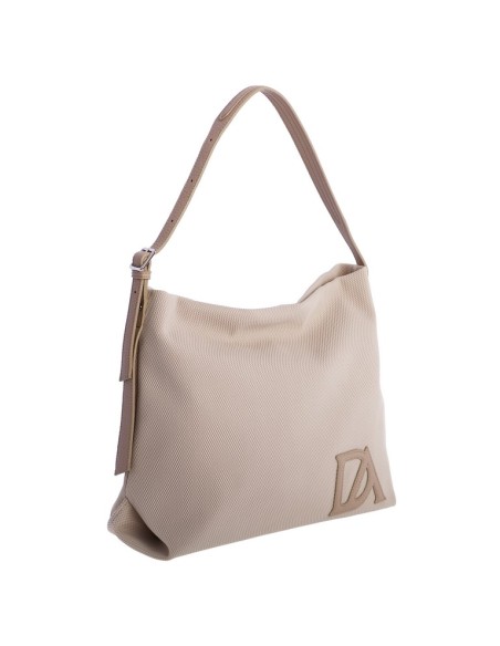 BOLSO-BEIGE-HOMBRO-ASA-CIERRE-COMPARTIMENTO-TRASERO-LOGO-AL-TONO-MALLA-DON-ALGODÓN