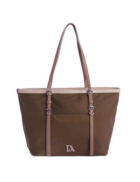 BOLSO-SHOPPER-MARRÓN-BOLSILLO-FRONTAL-TRASERO-DOS-ASAS-HOMBRO-LOGO-A-CONTRASTE-DON-ALGODÓN.