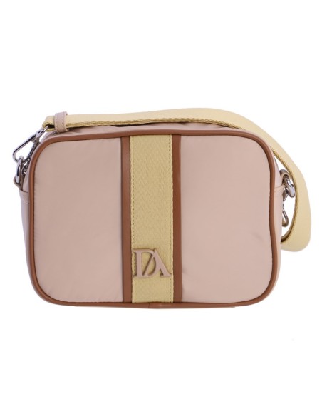 BANDOLERA CUADRADA-BEIGE-ASA-BANDOLERA-DETALLES-AMARILLO-MARRÓN-COMPARTIMENTO-TRASERO-DOM-ALGODÓN