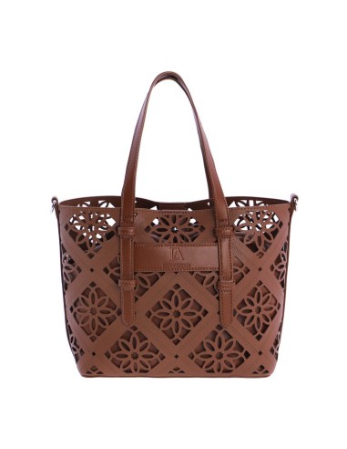 BOLSO-HOMBRO-MARRÓN-TROQUELADO-FLORES-NECESER-INTERIOR-AL-TONO--DON-ALGODÓN