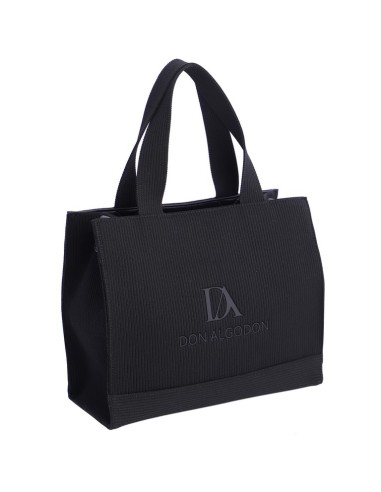 BOLSO-TEJIDO-PUNTO-NEGRO-DOS-ASAS-ASA-BANDOLERA-LOGO-AL-TONO-DON-ALGODÓN