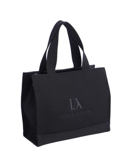 BOLSO-TEJIDO-PUNTO-NEGRO-DOS-ASAS-ASA-BANDOLERA-LOGO-AL-TONO-DON-ALGODÓN