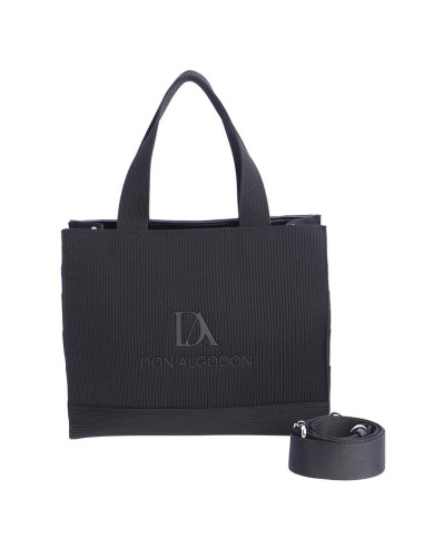 BOLSO-TEJIDO-PUNTO-NEGRO-DOS-ASAS-ASA-BANDOLERA-LOGO-AL-TONO-DON-ALGODÓN