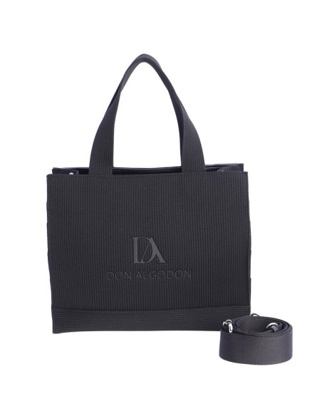 BOLSO-TEJIDO-PUNTO-NEGRO-DOS-ASAS-ASA-BANDOLERA-LOGO-AL-TONO-DON-ALGODÓN