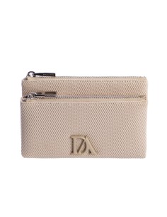 MONEDERO´BEIGE-DOBLE-COMPARTIMENTO-CIERRE-CREMALLERA-MALLA-DON ALGODÓN