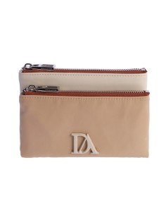 MONEDERO-BEIGE-BICOLOR-DETALLES-MARRÓN-DOBLE-COMPARTIMENTO-LOGO-FRONTAL-DON-ALGODÓN
