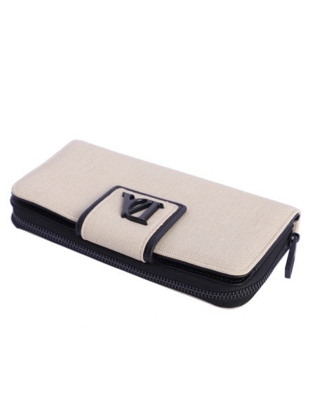 BILLETERO-GRANDE-BEIGE-DETALLES-NEGROS-DOS-COMPARTIMENTOS-DON-ALGODÓN