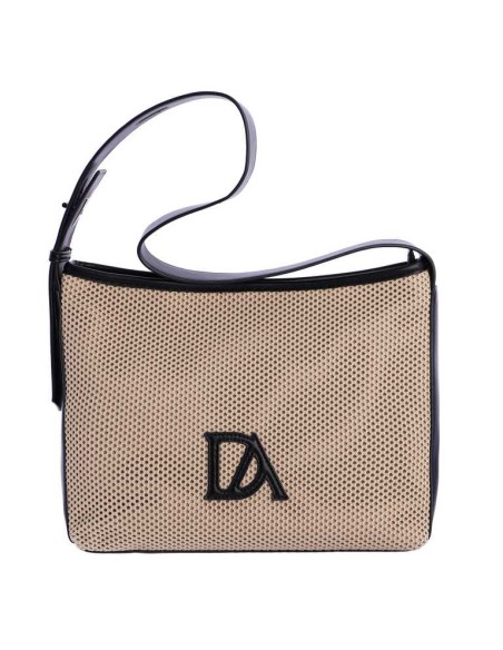 BOLSO-ASA-HOMBRO-REGULABLE-DISEÑO-MALLA-BEIGE-DETALLES-NEGRO-DON-ALGODÓN