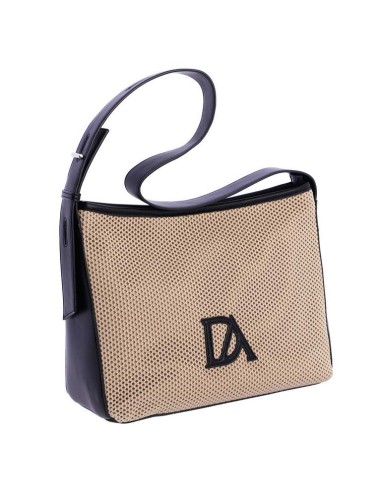 BOLSO-ASA-HOMBRO-REGULABLE-DISEÑO-MALLA-BEIGE-DETALLES-NEGRO-DON-ALGODÓN