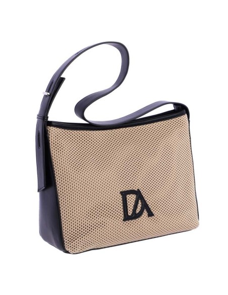 BOLSO-ASA-HOMBRO-REGULABLE-DISEÑO-MALLA-BEIGE-DETALLES-NEGRO-DON-ALGODÓN