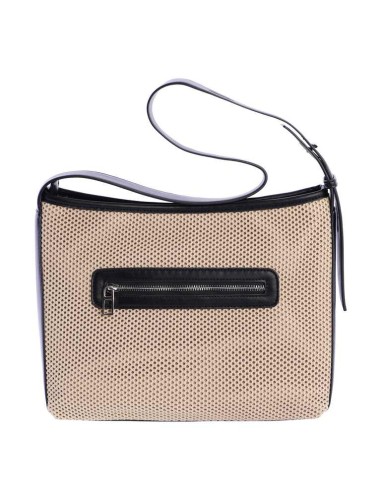 BOLSO-ASA-HOMBRO-REGULABLE-DISEÑO-MALLA-BEIGE-DETALLES-NEGRO-DON-ALGODÓN