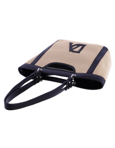 BOLSO-MANO-HOMBRO-MALLA-BEIGE-DETALLES-NEGROS-COMPARTIMENTO-TRASERO-DON-ALGODÓN