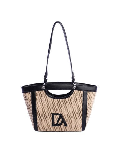 BOLSO-MANO-HOMBRO-MALLA-BEIGE-DETALLES-NEGROS-COMPARTIMENTO-TRASERO-DON-ALGODÓN