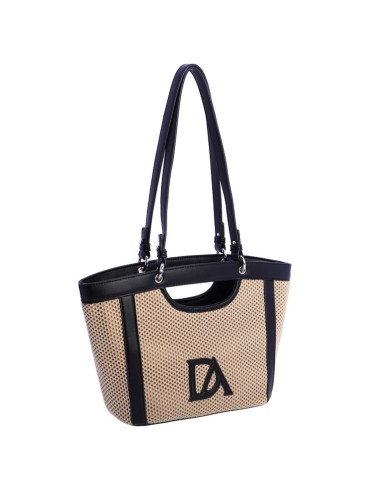 BOLSO-MANO-HOMBRO-MALLA-BEIGE-DETALLES-NEGROS-COMPARTIMENTO-TRASERO-DON-ALGODÓN