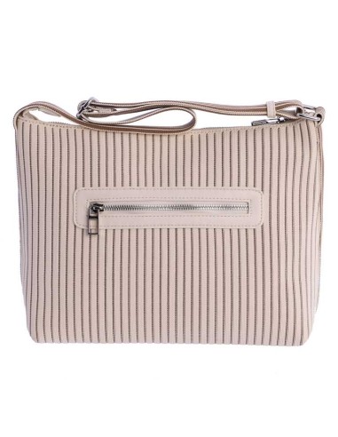 BOLSO-UNÁSA-HOMBRO-ESTAMPADO-RAYAS-MARFIL-MARRÓN-TEJIDO-PUNTO-LOGO-FRONTAL-COMPARTIMENTO-TRASERO-DON-ALGODÓN