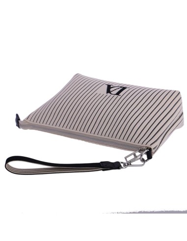 BOLSO-MANO-ESTAMPADO-RAYAS-BEIG-NEGRO-COMPARTIMENTO-TRASERO-ASA-MANO-DON-ALGODÓN