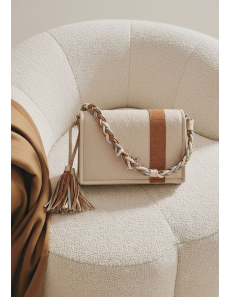BANDOLERA-BICOLOR-BEIGE-MARRÓN-CIERRE-SOLAPA-ASA-CORDÓN-MULTICOLOR-NOCO-COMPLEMENTOS