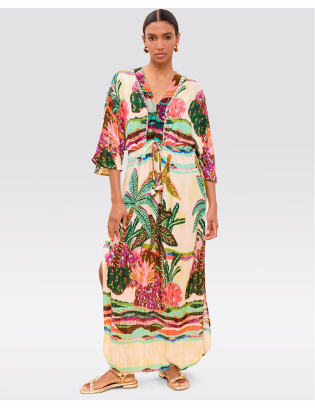 VESTIDO-LARCO-MULTI-PALMERAS-MANGAS-3/4-LOLA-CASADEMUNT