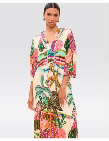 VESTIDO-LARCO-MULTI-PALMERAS-MANGAS-3/4-LOLA-CASADEMUNT