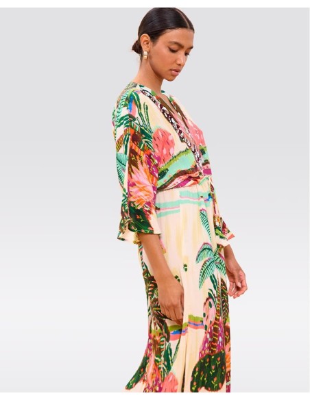 VESTIDO-LARCO-MULTI-PALMERAS-MANGAS-3/4-LOLA-CASADEMUNT