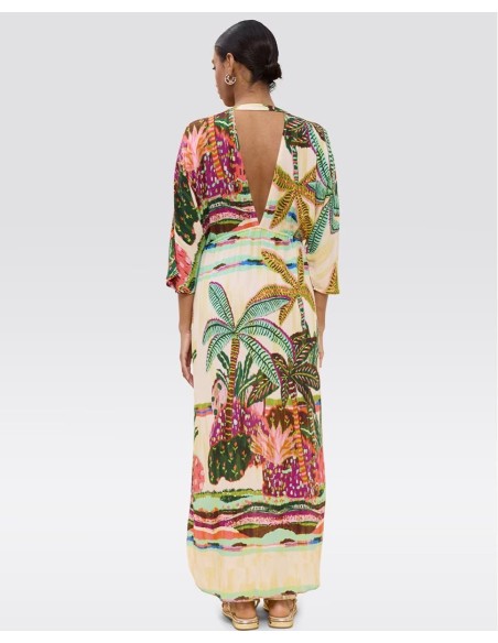 VESTIDO-LARCO-MULTI-PALMERAS-MANGAS-3/4-LOLA-CASADEMUNT