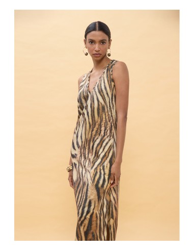 VESTIDO-LARGO-ESTAMPADO-CEBRA-MARRÓN-NEGRO-SIN-MANGAS-LOLA-CASADEMUNT