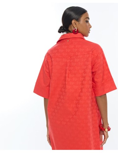 VESTIDO-CORTO-CORAL-SARGA-LOGO-JACQUARD-BOLSILLOS-FRONTALES-LOLA-CASADEMUNT