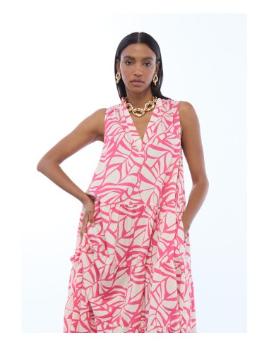 VESTIDO-VOLUMEN-ESTAMPADO-HOJAS-ROSA-FONDO-CRUFO-ESCPTE-PICO-LOLA-ALGODÓN