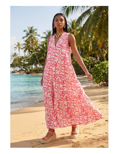 VESTIDO-VOLUMEN-ESTAMPADO-HOJAS-ROSA-FONDO-CRUFO-ESCPTE-PICO-LOLA-ALGODÓN