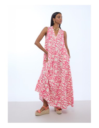 VESTIDO-VOLUMEN-ESTAMPADO-HOJAS-ROSA-FONDO-CRUFO-ESCPTE-PICO-LOLA-ALGODÓN