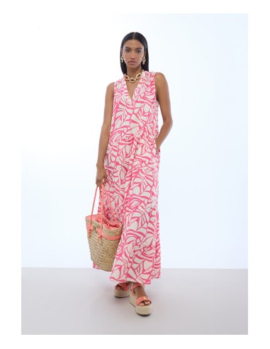 VESTIDO-VOLUMEN-ESTAMPADO-HOJAS-ROSA-FONDO-CRUFO-ESCPTE-PICO-LOLA-ALGODÓN