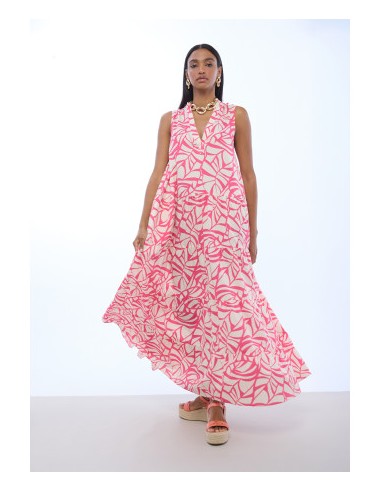 VESTIDO-VOLUMEN-ESTAMPADO-HOJAS-ROSA-FONDO-CRUFO-ESCPTE-PICO-LOLA-ALGODÓN