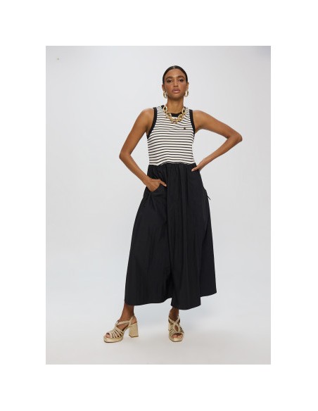 VESTIDO-LARGO-COMBINADO-BIMATERIAL-RAYAS-NEGRO-SIN-MANGAS-LOLA-CASADEMUNT