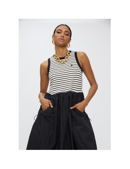 VESTIDO-LARGO-COMBINADO-BIMATERIAL-RAYAS-NEGRO-SIN-MANGAS-LOLA-CASADEMUNT