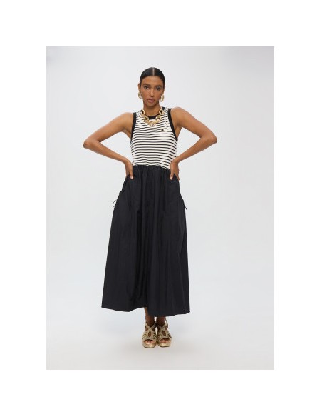 VESTIDO-LARGO-COMBINADO-BIMATERIAL-RAYAS-NEGRO-SIN-MANGAS-LOLA-CASADEMUNT