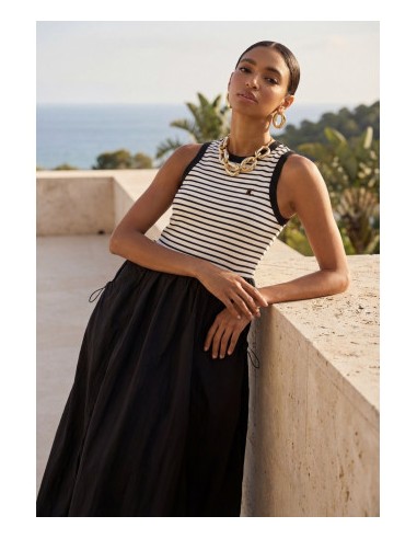 VESTIDO-LARGO-COMBINADO-BIMATERIAL-RAYAS-NEGRO-SIN-MANGAS-LOLA-CASADEMUNT