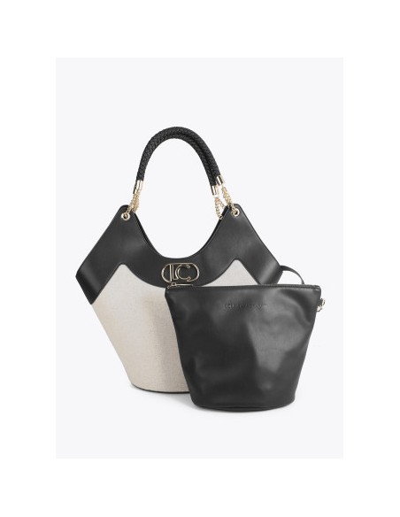 SHOPPER.DESESTRUCTURADO-EFECTO-PIEL.CANVAS-BICOLOR-NECESER-INTERIOR-LOLA-CASADEMUNT